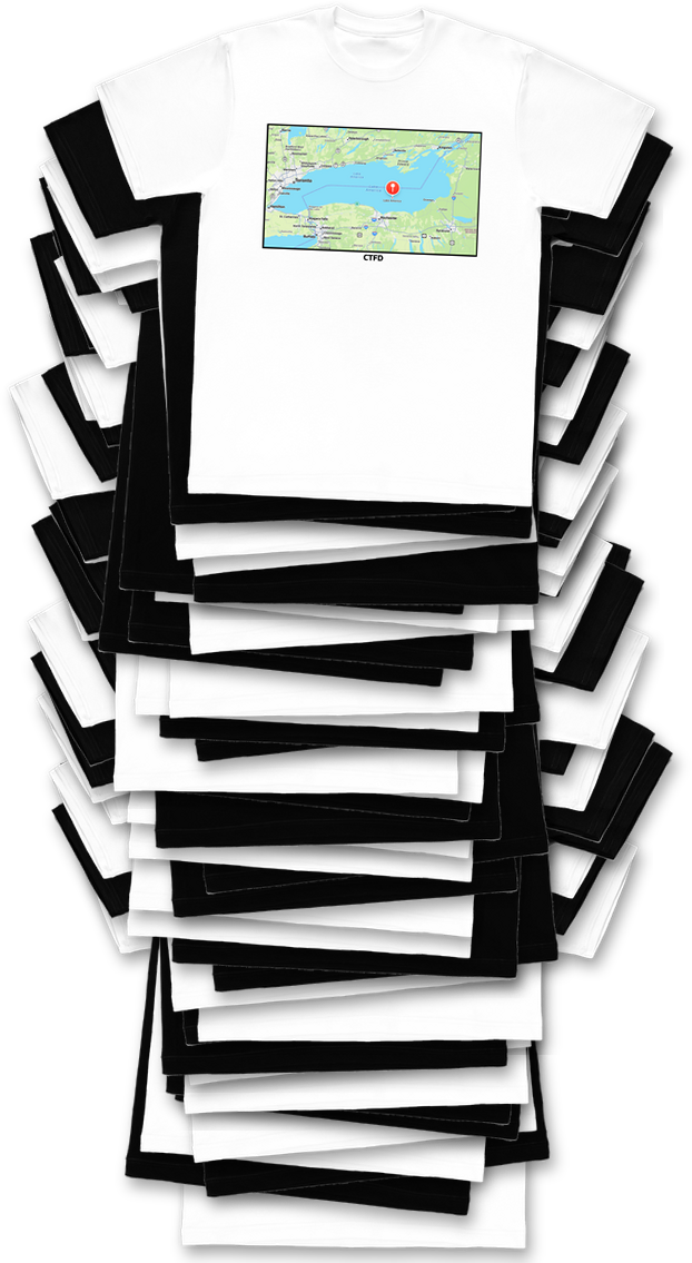 Forty shirts stacked on top of each other